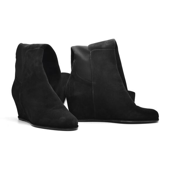 E0 Auth STUART WEITZMAN Semi Black Suede Over The Knee Wedge Boots Size 8 M $645 - Picture 5 of 11